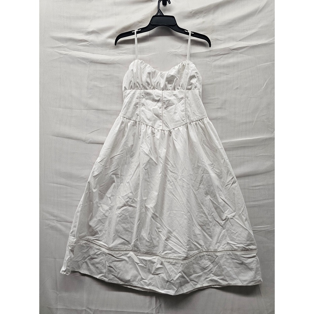 A New Day Womens Smocked Midi Dress White Cotton Blend Casual Size Medium
